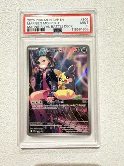 PSA 9 Marnie’s Morpeko 206 Sv: Scarlet & Violet Promo Cards Holo - Image 1