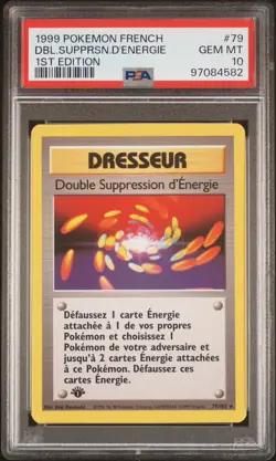 POKEMON Double Suppression d'Energie 79/102 1st Edition PSA 10 Set de base - Image 1