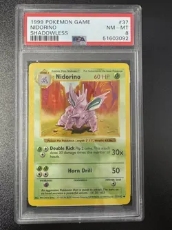 1999 Pokemon Game Nidorino #37 Shadowless PSA 8 - Image 1