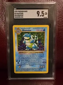 Pokemon 1999 Base Set Shadowless Blastoise SGC 9.5 Holo Rare WOTC English #2/102 - Image 1