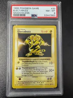 1999 Pokemon Game Electabuzz #20 Shadowless PSA 8 - Image 1