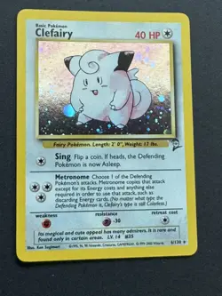 Pokemon Clefairy 6/130 Base Set 2 Holo - Vintage 1999-2000 WOTC NM - Image 1