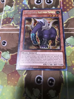 Yugioh Advanced Crystal Beast Amber Mammoth BLCR-EN014 Secret 1st Ed Near Mint - Image 1