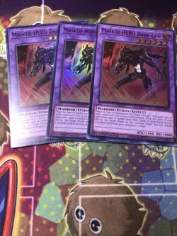 Yugioh Masked HERO Dark Law X3 Super Rare RA01-EN025 1st NM Playset - Image 1