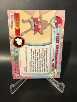 Pokemon Topps Card Hitmonchan #107 Holo Foil TV Animation 1st Edition Blue Logo - Image 2