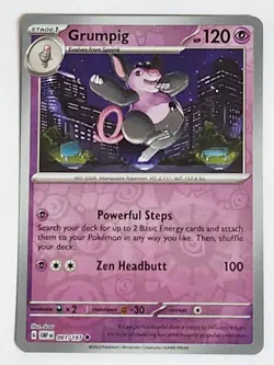 Grumpig #91/197 SV Obsidian Flames Reverse Holo Uncommon Pokemon 2023 TCG Card - Image 1