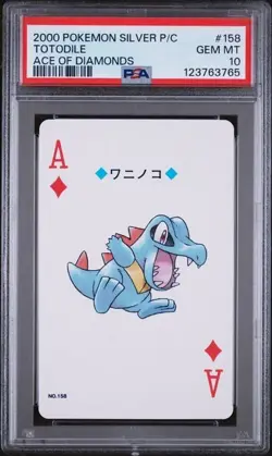 PSA 10 GEM MINT 2000 POKEMON SILVER VERSION PLAYING CARDS #158 TOTODILE - Image 1