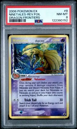 2006 POKEMON EX DRAGON FRONTIERS #8 NINETALES-REVERSE FOIL PSA 8 - Image 1