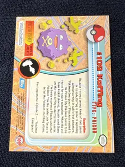 Pokemon Topps Series 2 Blue Label Koffing #109 Vintage TcG NM TV Animation - Image 2
