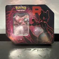 Team Rocket's Mewtwo ex Pokemon TCG Tin - Factory Sealed - Image 1