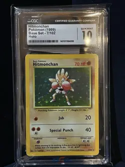 1999 Pokemon Base Set Hitmonchan Holo Rare 7/102 CGC Grade 10 - Image 1