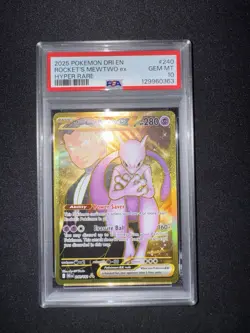 PSA 10 TEAM ROCKET'S MEWTWO EX 240 2025 POKEMON DESTINED RIVALS HYPER RARE #240 - Image 1