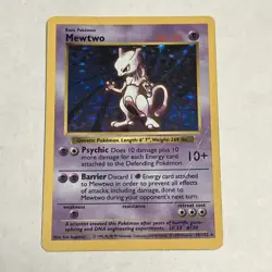 Pokemon Mewtwo TCG Rare Holo Card Shadowless, 10/102, Base Set 1999 - Image 1