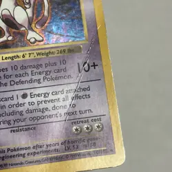 Pokemon Mewtwo TCG Rare Holo Card Shadowless, 10/102, Base Set 1999 - Image 3