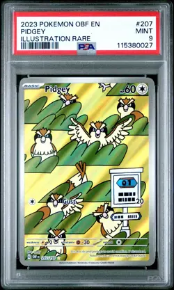 2023 POKEMON OBF EN-OBSIDIAN FLAMES 207 PIDGEY ILLUSTRATION RARE PSA 9 - Image 1