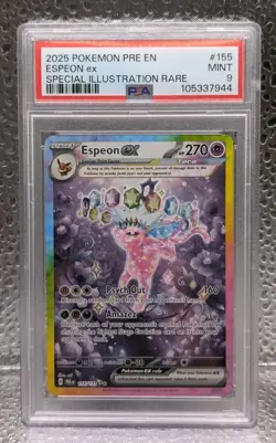 2025 POKEMON EN PRISMATIC EVOLUTIONS SPECIAL ILLUSTRATION RARE ESPEON EX PSA 9 - Image 1