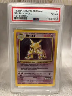 Pokemon Base Set 1st Edition GERMAN Alakazam Simsala 1/102 PSA 6 - Image 1