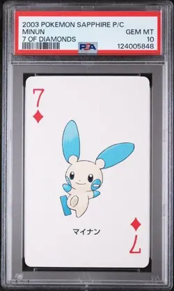 PSA 10 GEM MINT 2003 POKEMON SAPPHIRE VERSION PLAYING CARDS MINUN - Image 1