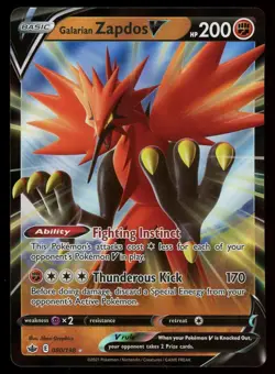 POKEMON CARD - GALARIAN ZAPDOS V 080/198 SWORD & SHIELD CHILLING REIGN - Image 1