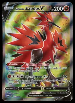 POKEMON CARD - GALARIAN ZAPDOS V FULL ART 173/198 SWORD & SHIELD CHILLING REIGN - Image 1