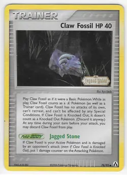 POKEMON CARD - CLAW FOSSIL STAMPED 78/92 EX LEGEND MAKER - Image 1