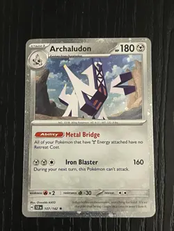 Pokemon TCG Stellar Crown Archaludon Cosmos Holo 107/142 - Image 1