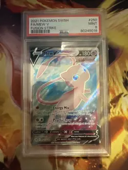 Pokemon Mew v Full Art Holo Card PSA MT 9 250/264 Swsh08: Fusion Strike - Image 1
