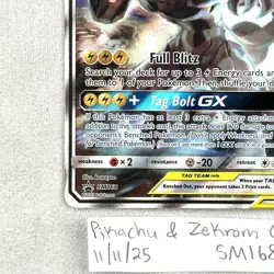 Pikachu & Zekrom GX SM168 NM Black Star Promo Tag Team Full Art Pokemon TCG - Image 3