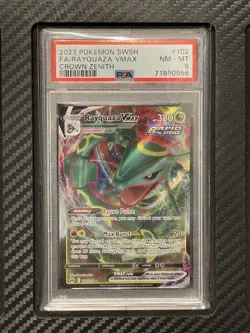 2023 PSA 8 FA Rayquaza VMAX #102 Full Art Pokemon TCG SWSH Crown Zenith - Image 1