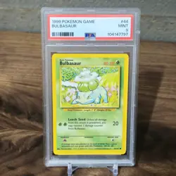 1999 POKEMON BASE SET UNLIMITED #44 BULBASAUR PSA 9 MINT - Image 1