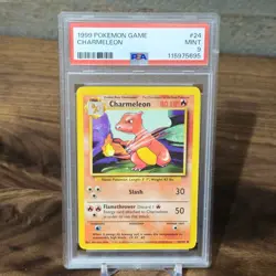 1999 POKEMON GAME BASE SET UNLIMITED 24 CHARMELEON PSA 9 MINT - Image 1