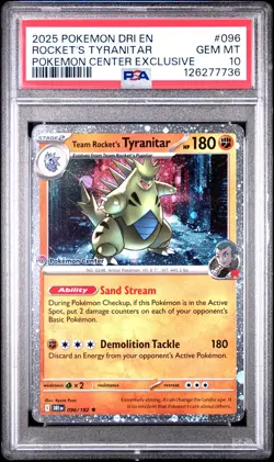 2025 POKEMON DRI EN-DESTINED RIVALS #096 TEAM ROCKET'S TYRANITAR PSA 10 - Image 1