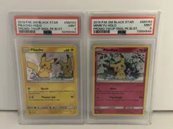 Pikachu PSA 9 & Mimikyu PSA 9 SM 162 & SM 163 Sequential Set Team Up Pokemon - Image 1
