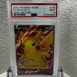 Pokemon 2020 Sword & Shield Vivid Voltage 170/185 Full Art Pikachu V PSA 9 - Image 1