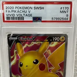 Pokemon 2020 Sword & Shield Vivid Voltage 170/185 Full Art Pikachu V PSA 9 - Image 2