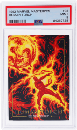 1992 Marvel Masterpieces Human Torch #31 PSA 9 - Image 1
