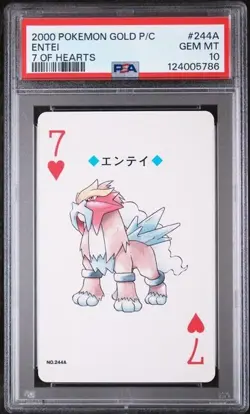 PSA 10 GEM MINT 2000 POKEMON GOLD VERSION PLAYING CARDS #244A ENTEI 7 OF HEARTS - Image 1