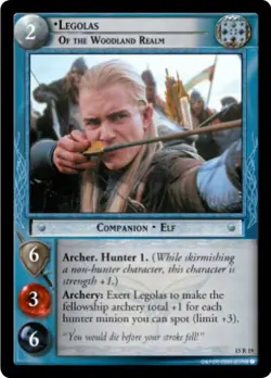 LOTR TCG HUNTERS Legolas of the Woodland Realm 15R19 LP/NM a Top Shelf Card - Image 1