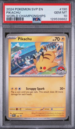 Pikachu 2024 World Championship Promo Card #190 PSA 10 - Image 1