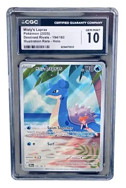 Pokemon Misty’s Lapras 194/182 CGC Gem Mint 10/ Destined Rivals: Holo 🔥 - Image 2