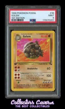 1999 Pokemon Fossil #36 Golem PSA 9 (MINT) 1st Edition - Image 1