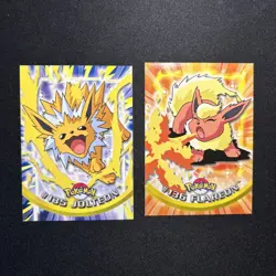 2000 Topps Pokemon TV Animation Edition Non Holo #135 Jolteon | #136 Flareon - Image 1