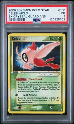 2006 POKEMON EX CRYSTAL GUARDIANS GOLD STAR #100 CELEBI-HOLO PSA 1 - Image 1