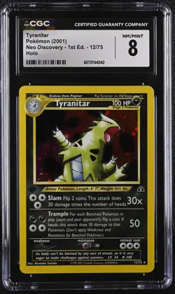 TYRANITAR Neo Discovery 1st Edition Holo Rare #12 CGC 8 Vintage Pokemon - Image 1