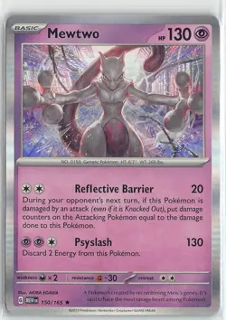 Pokemon TCG Scarlet & Violet 151 MEW Foil Rare #150/165 Mewtwo - Image 1