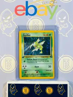 Scyther 10/64 1st Edition MP Played Jungle Set 1999 Pokemon Card Holo Rare - Image 1