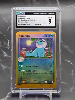 Vaporeon 25/100 Reverse Holo Rare EX Sandstorm CGC 9 MINT Pokemon 2003 E-Reader - Image 1