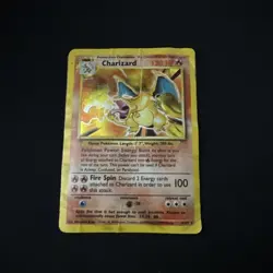 Pokemon TCG Charizard Base Set Holo Unlimited Rare Card 4/102 Heavily Damaged - Image 1