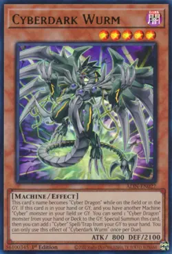 Yugioh NM Cyberdark Wurm - ALIN-EN027 - Ultra Rare 1st Edition - Image 1