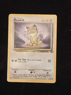 Pokemon 1999 TCG Meowth Gold Border Jungle Promo Vintage Card 56/64 Pokemon - Image 1
